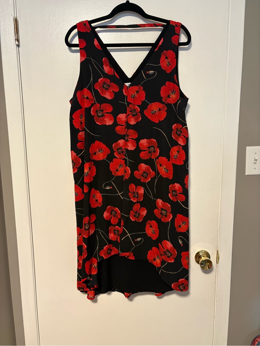 Ricki's Black Sleeveless High-Low Dress with Red Poppy Print